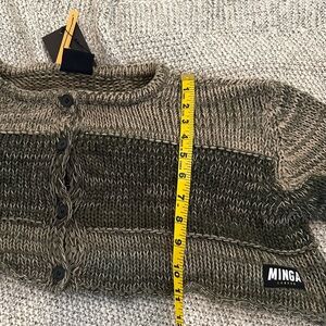 Minga London Cropped Shrug Bolero Sweater Olive & Khaki NWT Alt Goth Grunge